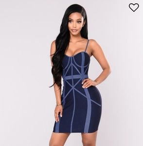 Fashion Nova Dark Denim Criss Cross Strappy Dress